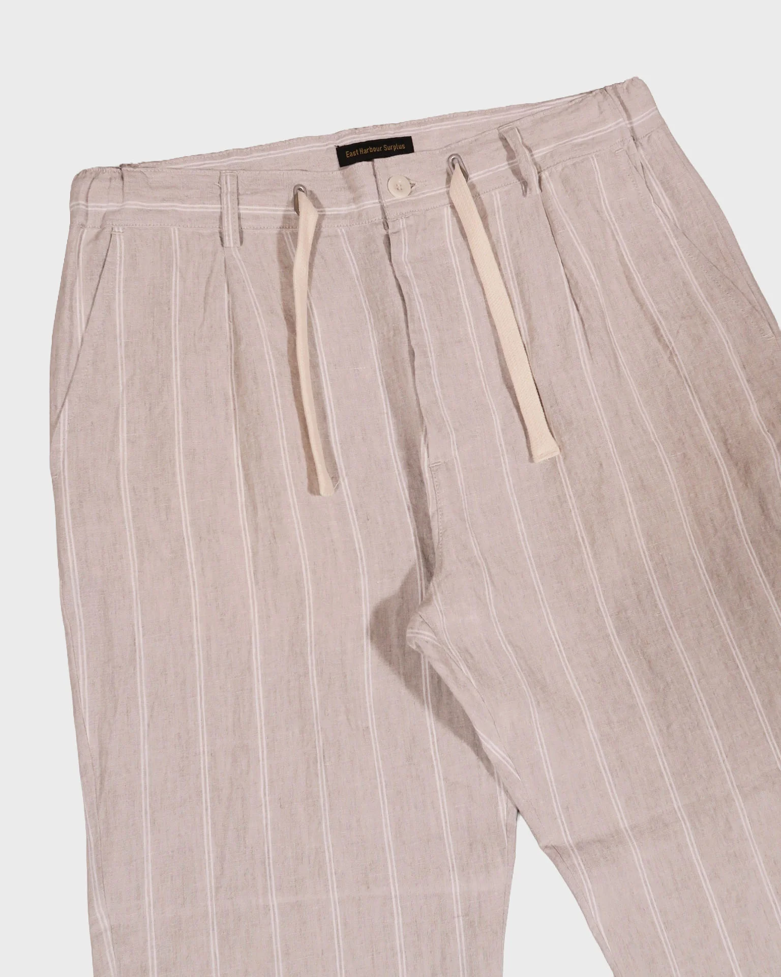 East Harbour Surplus Oxnard Striped Linen Trousers in Natural - Image 3