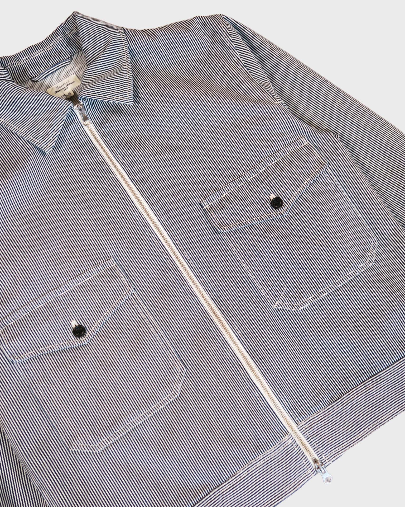 Hartford Dickey Striped Woven Striped Jacket in Indigo - Image 4