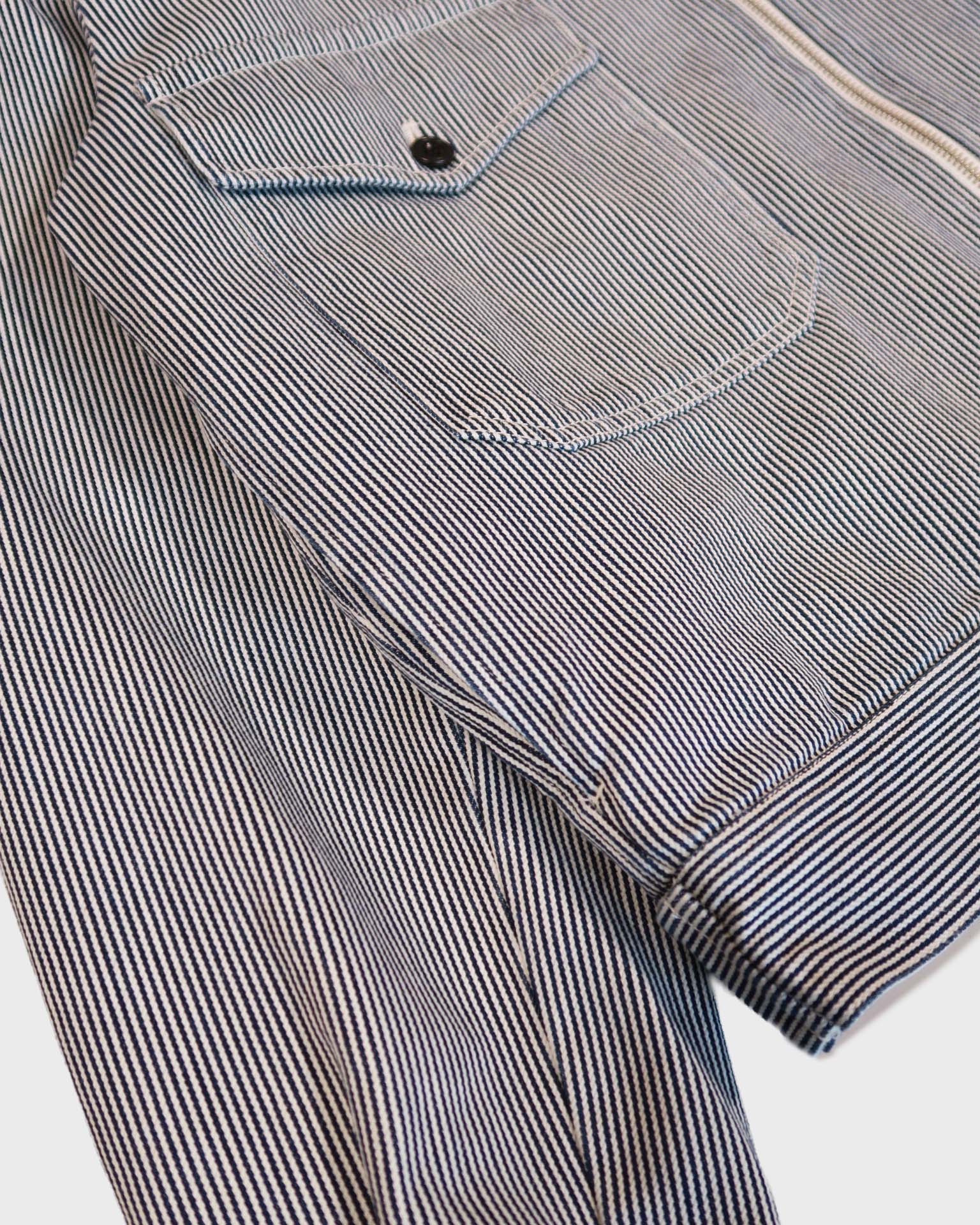 Hartford Dickey Striped Woven Striped Jacket in Indigo - Image 5