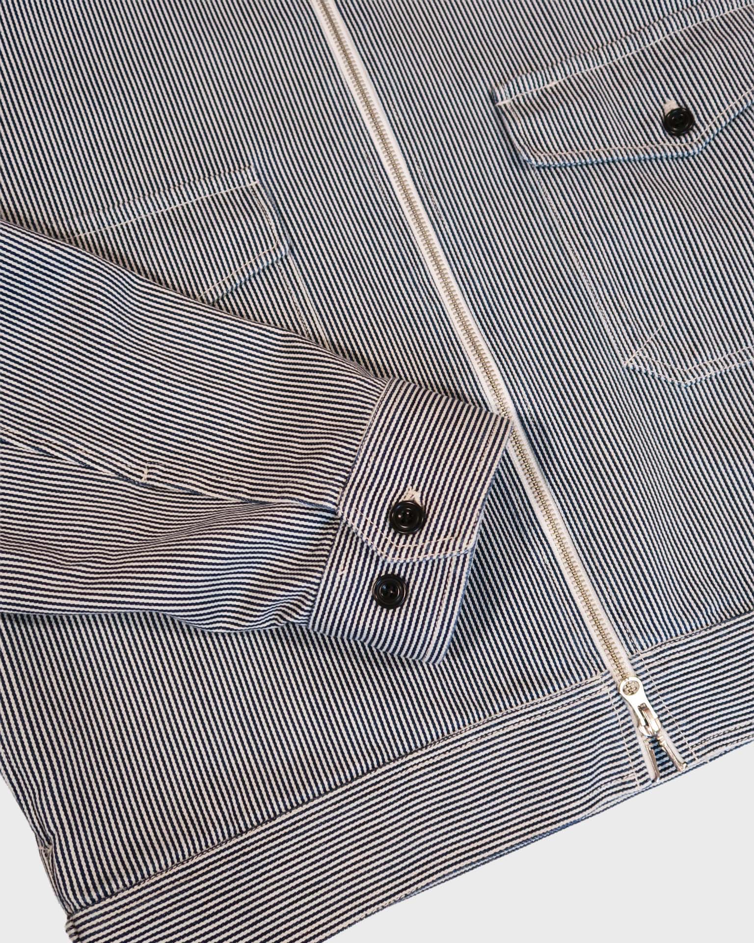 Hartford Dickey Striped Woven Striped Jacket in Indigo - Image 6