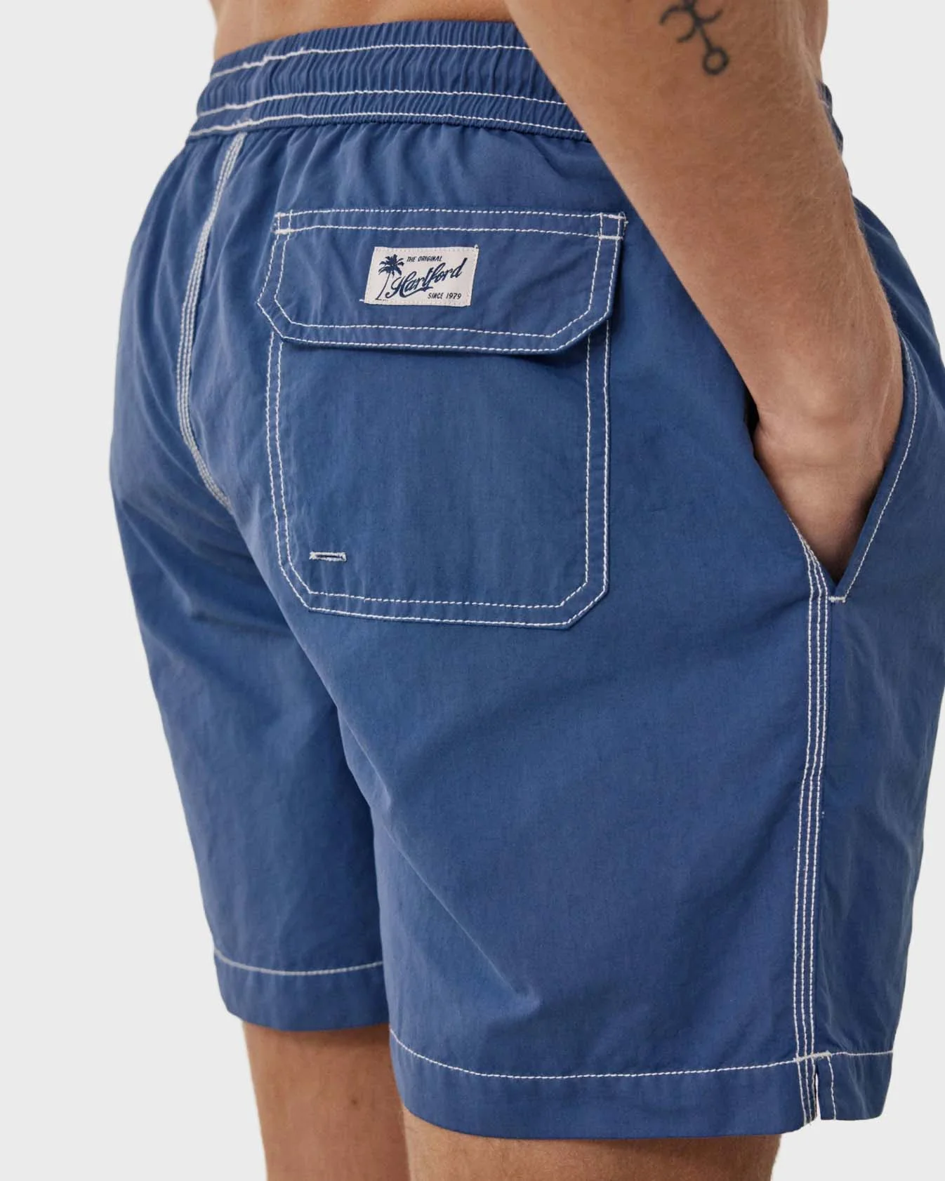 Hartford Woven Swmming Shorts in Denim - Image 2