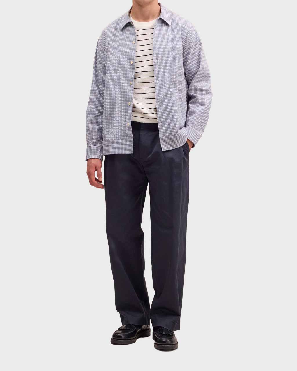 NN07 Reed Seersucker Gingham Jacket in Stone Blue - Image 3