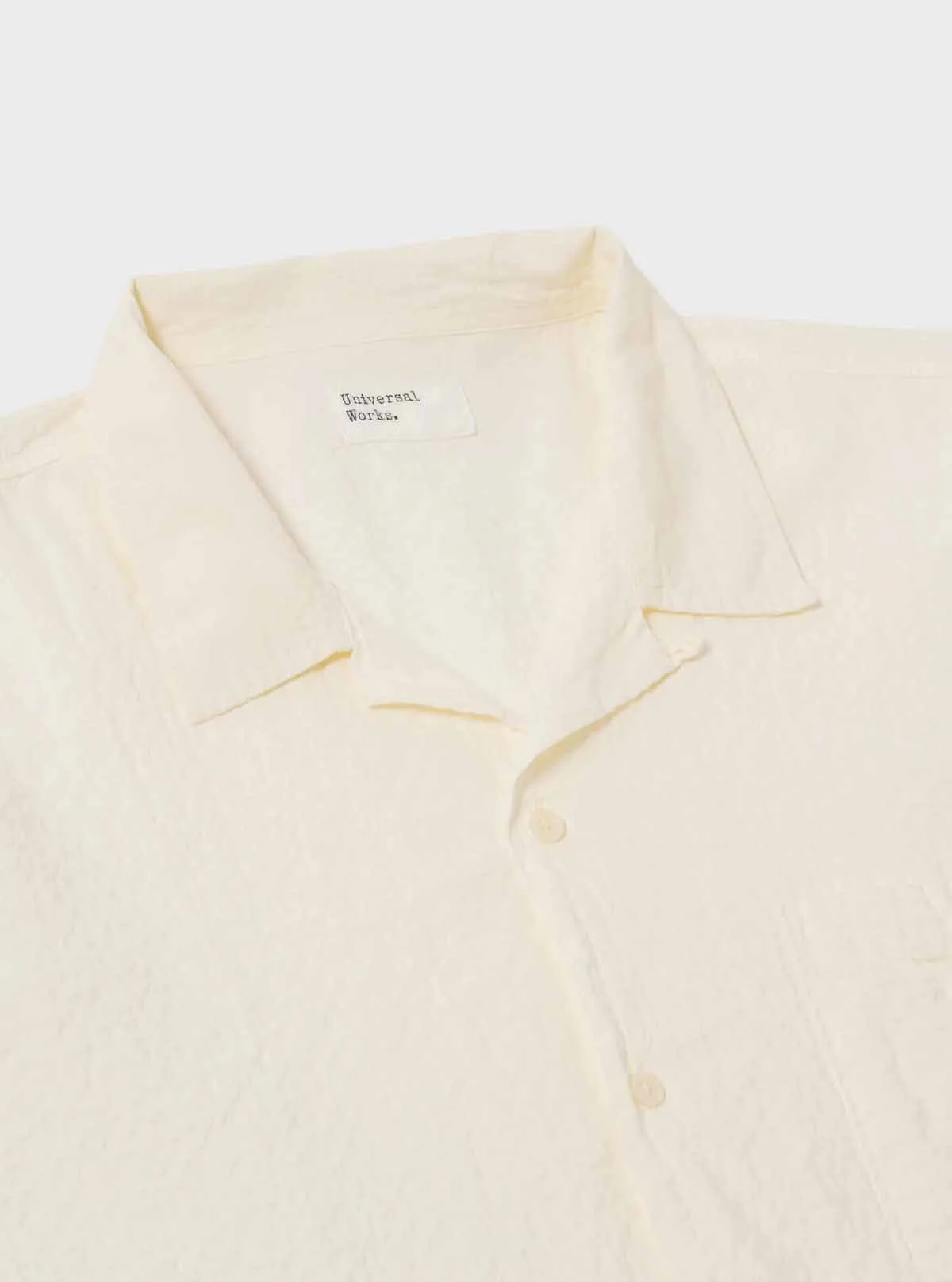 Universal Works Road Shirt in Ecru Arten Seersucker - Image 3