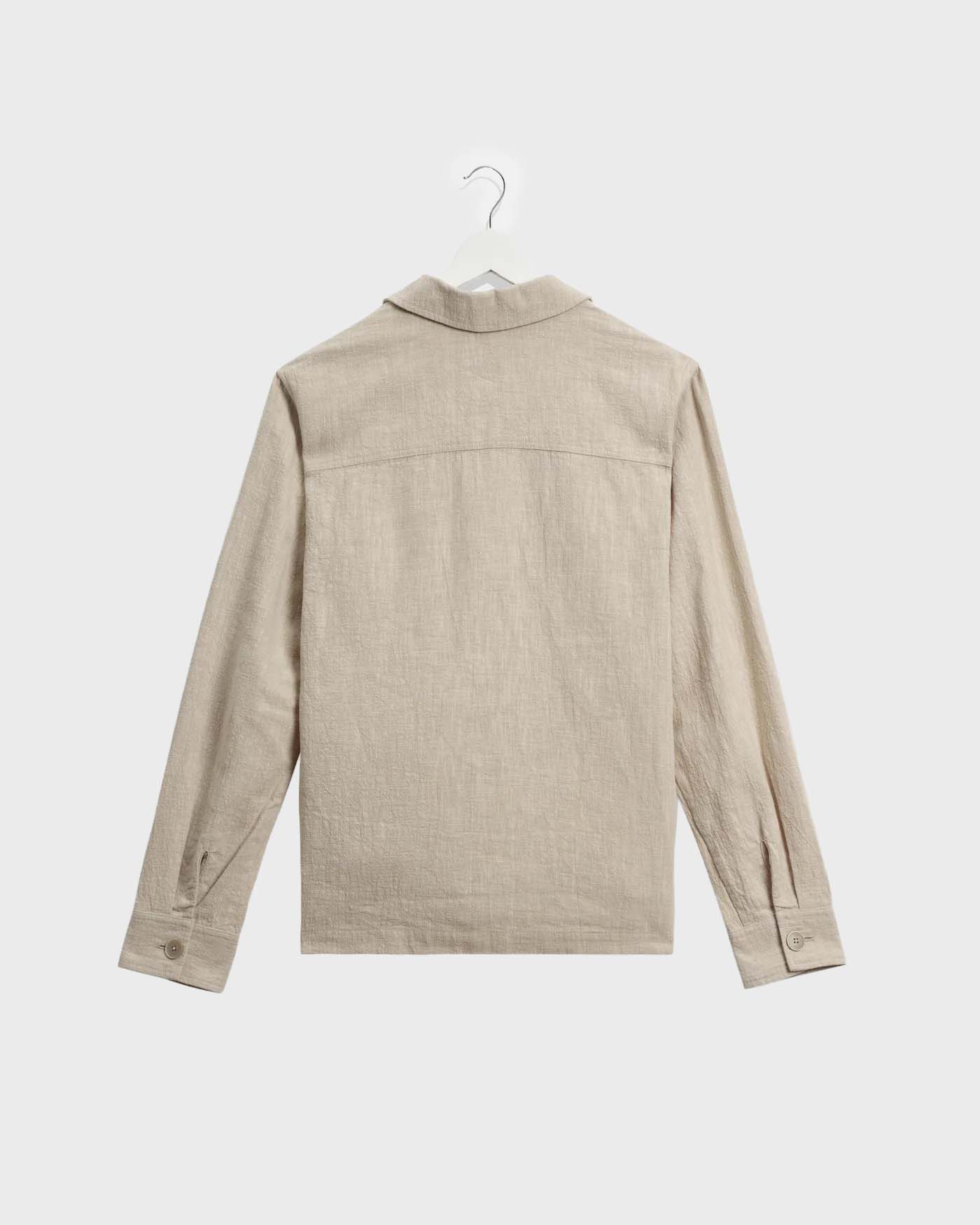 Wax London Aldred Cotton/Linen Overshirt in Natural - Image 3