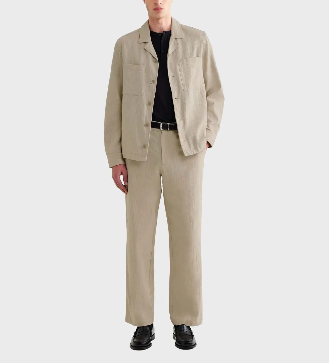 Wax London Aldred Cotton/Linen Overshirt in Natural - Image 4