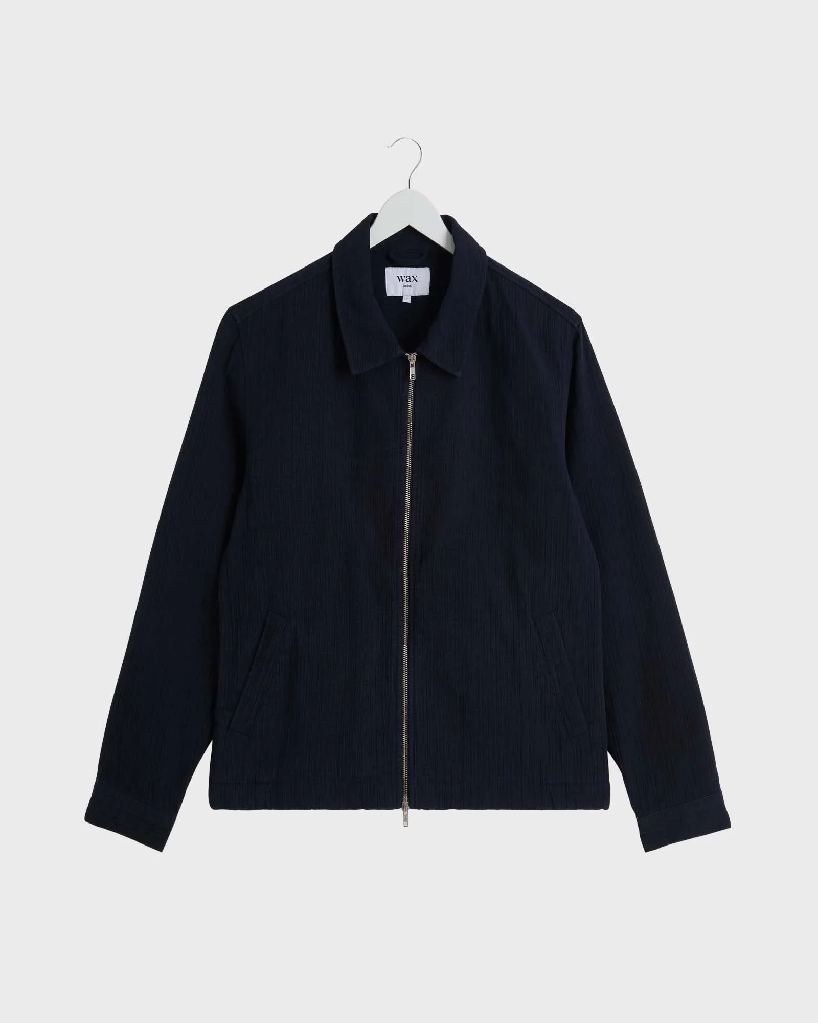 Wax London Eldon Cotton Linen Crinkle Jacket in Navy