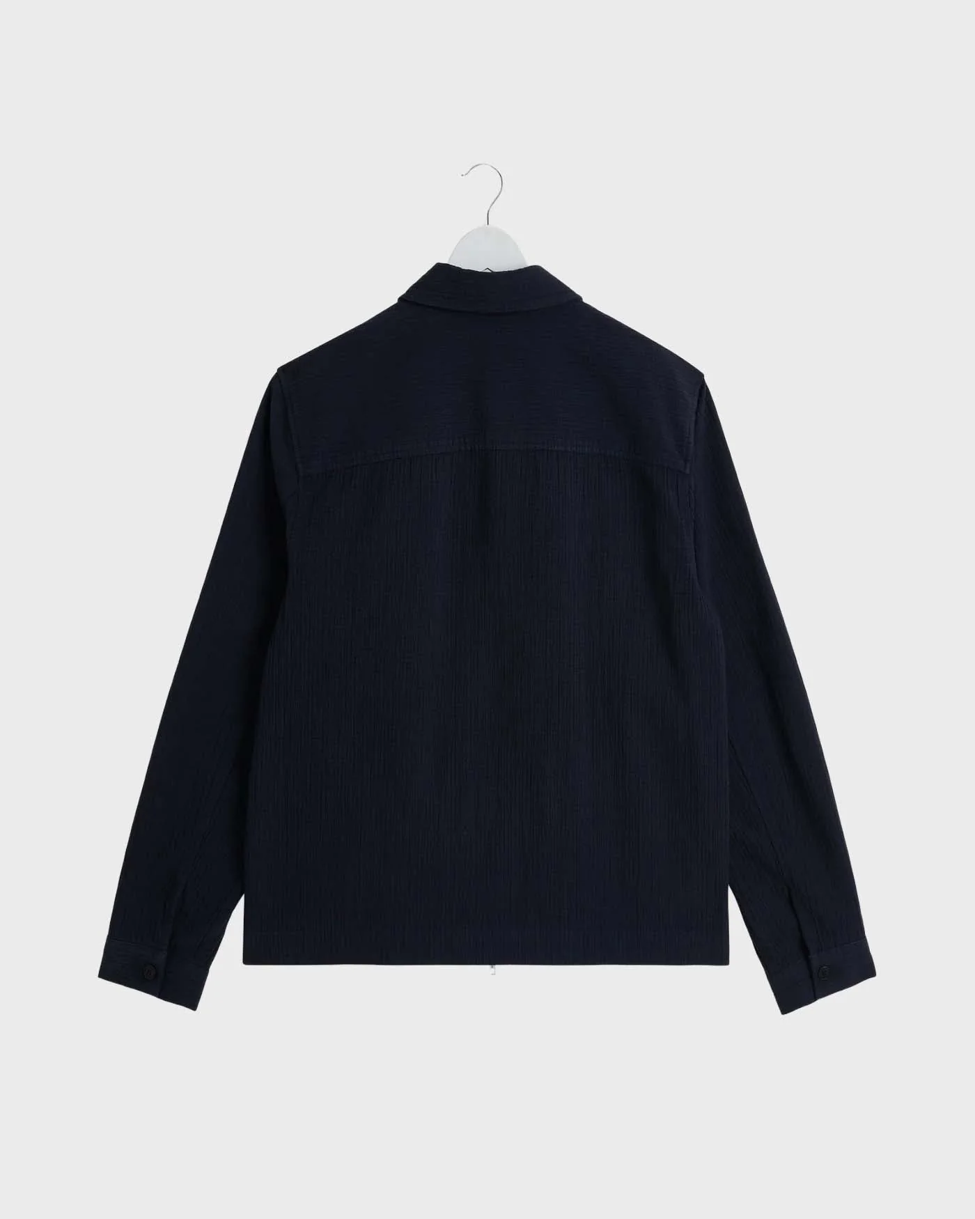 Wax London Eldon Cotton Linen Crinkle Jacket in Navy - Image 3