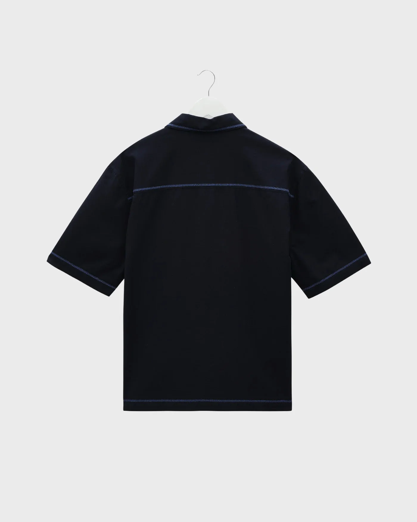 Wax London Keats Short Sleeve Dahlia Embroidery Shirt in Navy/Blue - Image 3
