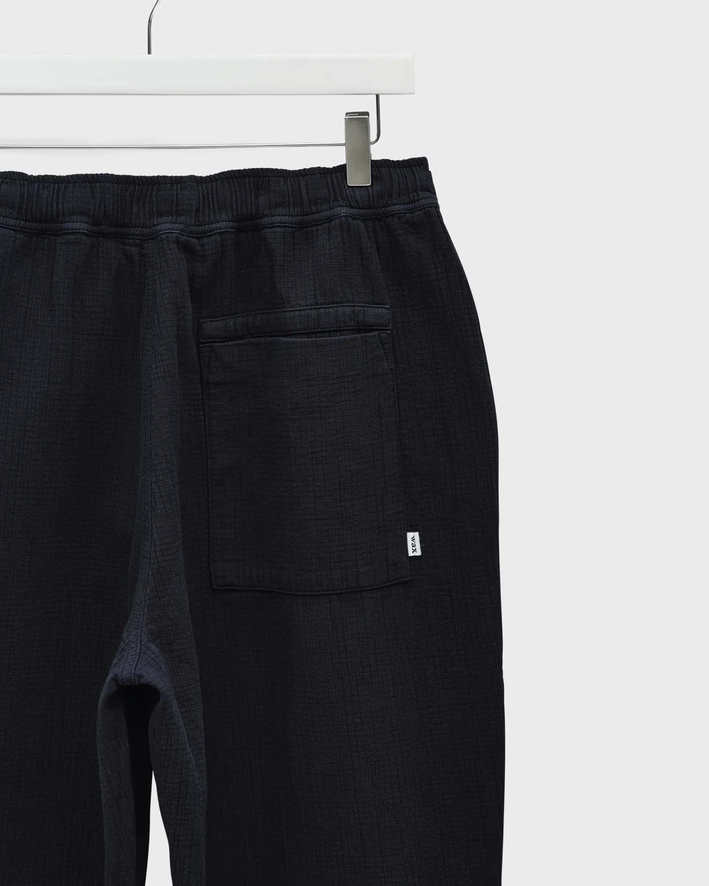 Wax London Kurt Cotton Linen Crinkle Trousers in Navy - Image 3